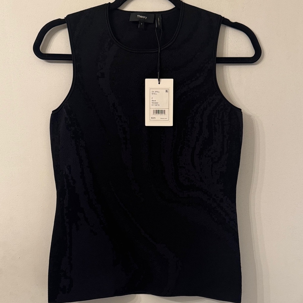 NWT Theory Small/Petite Sleek Black Sleeveless Sweater Top